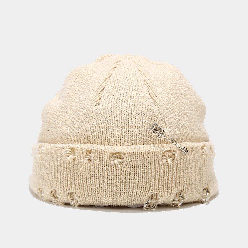 Grunge Distressed Beanie - Retro Y2K Fashion, 90s Style, Perfect for Y2K Outfits