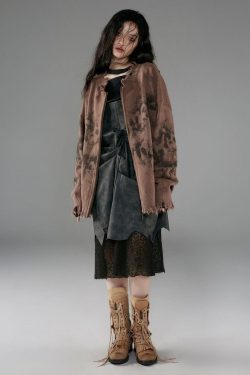 Grunge Extra Distressed Zip-Up Cardigan - Retro Y2K Fashion, 90s Style, Perfect for Y2K Outfits