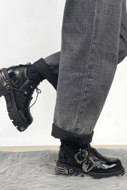 Grunge Fire Chunky Platform Shoes - Retro Y2K Fashion Footwear for Bold 90s Outfits