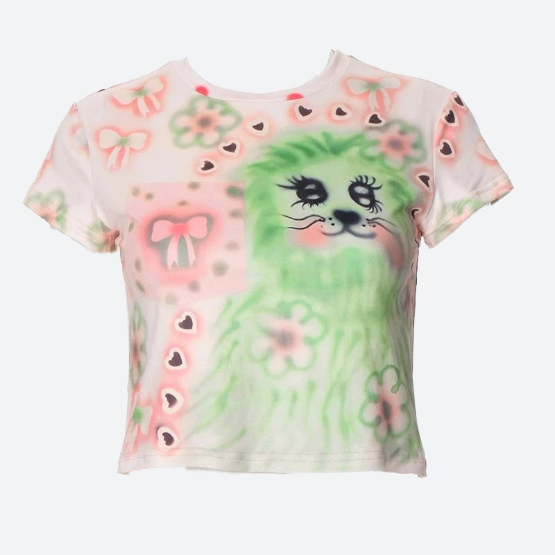 Indie Leon Y2K Retro Bow Tee - Perfect for 90s and Y2K Summer Outfits
