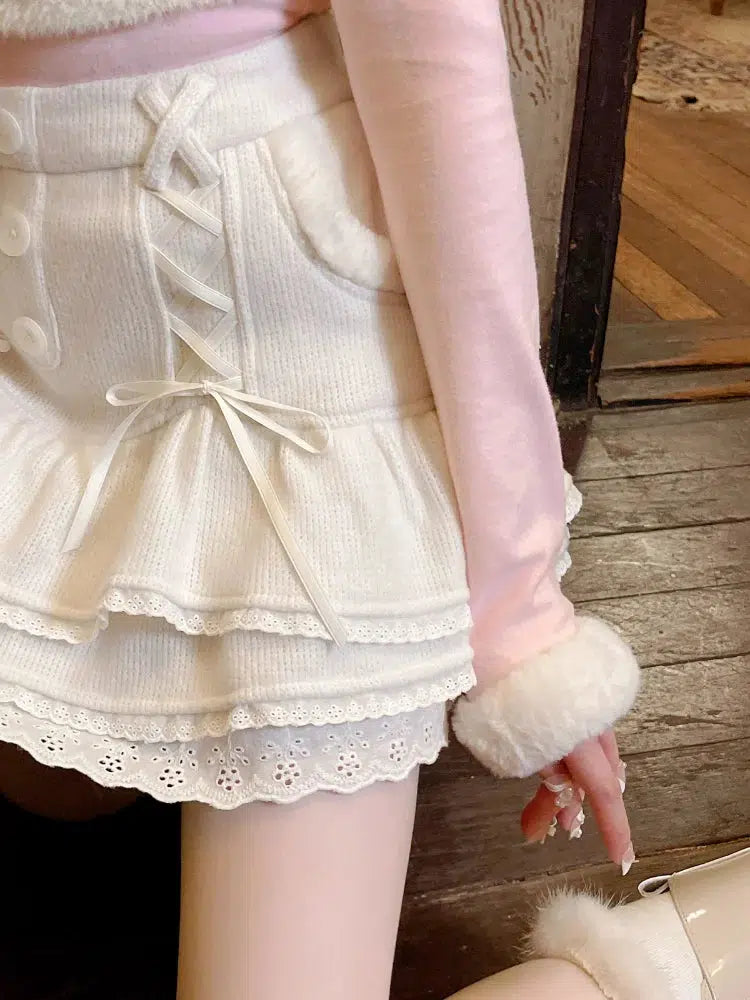 Kawaii Ruffled Layered Lace Mini Skirt - Y2K Summer Retro Style Grunge Outfit
