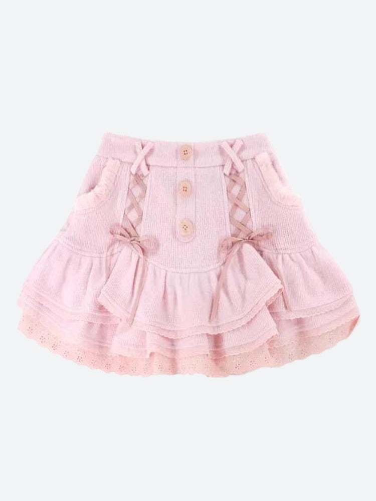 Kawaii Ruffled Layered Lace Mini Skirt - Y2K Summer Retro Style Grunge Outfit