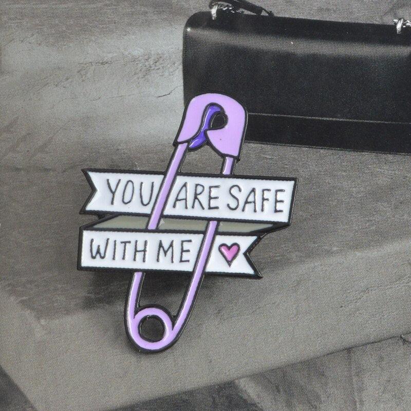Retro Y2K Grunge 'You Are Safe With Me' Pins - Perfect for 90s and Y2K Outfits