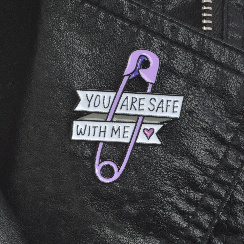 Retro Y2K Grunge 'You Are Safe With Me' Pins - Perfect for 90s and Y2K Outfits
