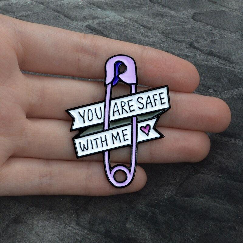 Retro Y2K Grunge 'You Are Safe With Me' Pins - Perfect for 90s and Y2K Outfits