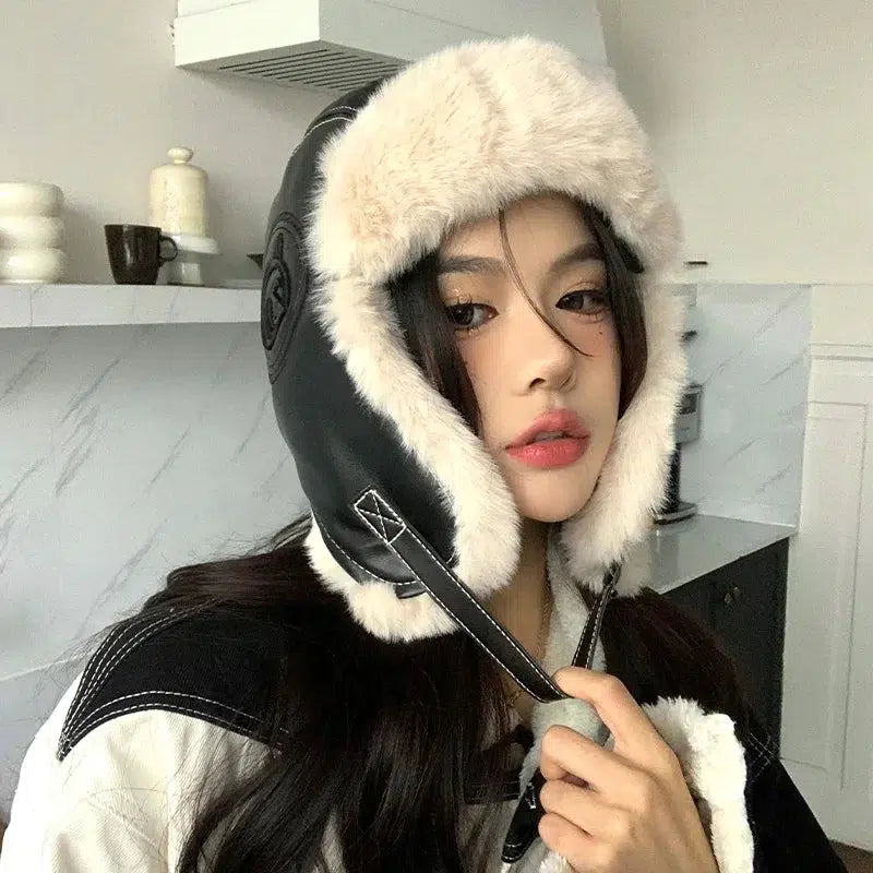 Vintage Faux Fur Aviator Hat - Retro Y2K Fashion Accessory for Grunge & 90s Outfits