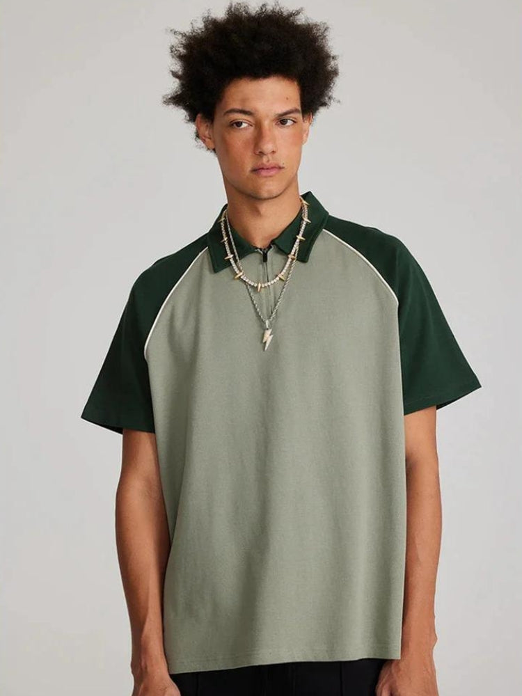 Vintage Half Zip-Up Polo Tee - Retro Y2K Fashion, 90s Style Grunge Outfit