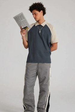 Vintage Half Zip-Up Polo Tee - Retro Y2K Fashion, 90s Style Grunge Outfit