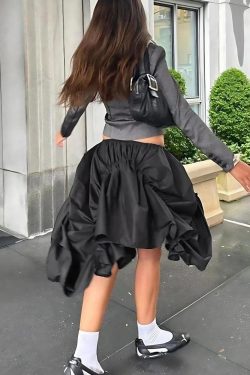 Y2K Asymmetric Ruched Mini Skirt - Retro Style 90s Fashion for Trendy Summer Outfits