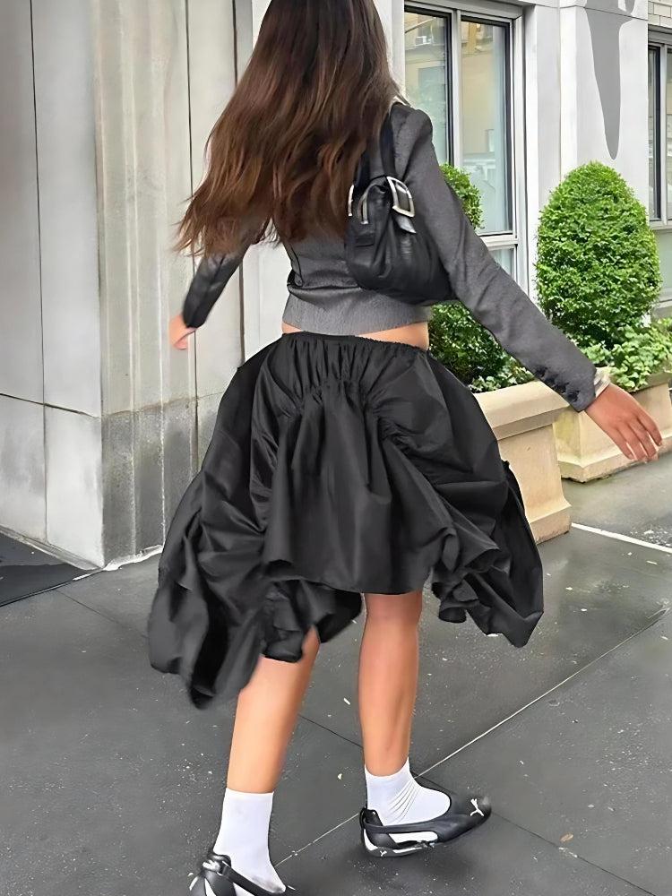 Y2K Asymmetric Ruched Mini Skirt - Retro Style 90s Fashion for Trendy Summer Outfits