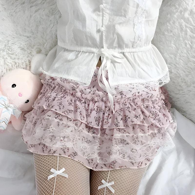 Y2K Coquette Floral Ruffled Mini Skirt - Retro 90s Summer Fashion