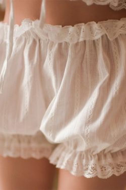 Y2K Coquette Lace Ruched Bloomer Shorts - Retro 90s Fashion Summer Outfit