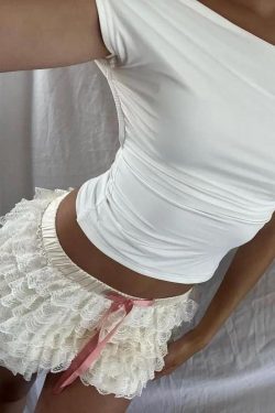 Y2K Coquette Lace Ruffled Shorts - Retro 90s Summer Fashion