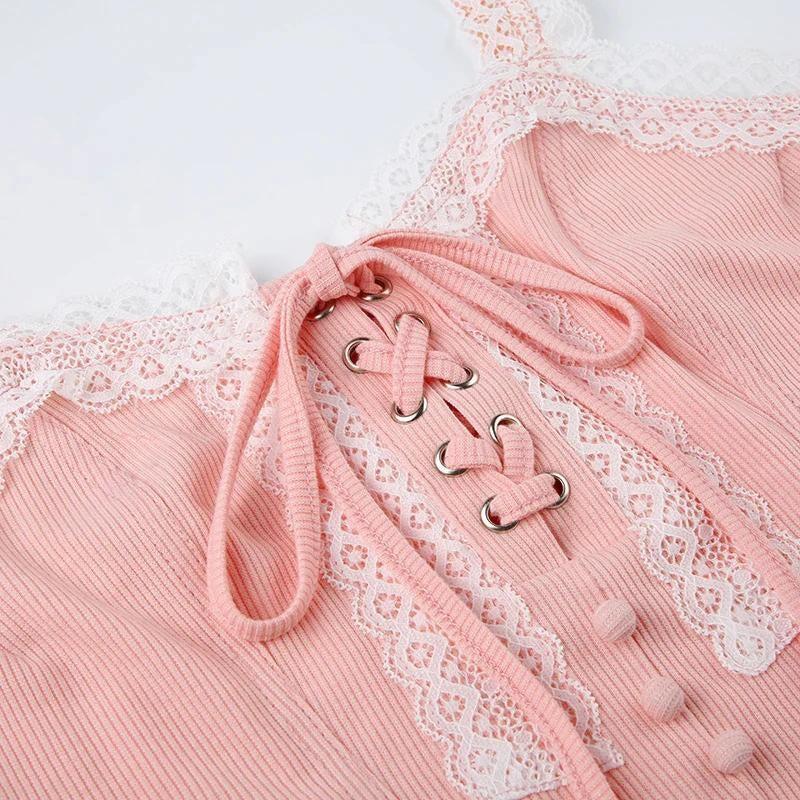 Y2K Coquette Lace Up Corset Top - Retro 90s Fashion Grunge Style