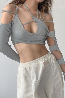 Y2K Cut-Out Halter Top - Retro Style 90s Fashion for Trendy Summer Outfits