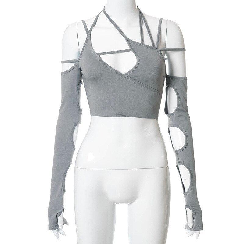 Y2K Cut-Out Halter Top - Retro Style 90s Fashion for Trendy Summer Outfits