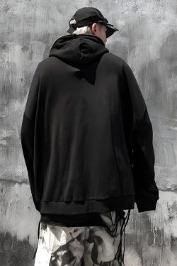 Y2K Cyberpunk Ghost Full Zip-Up Hoodie - Retro 90s Grunge Style