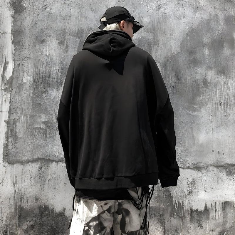 Y2K Cyberpunk Ghost Full Zip-Up Hoodie - Retro 90s Grunge Style