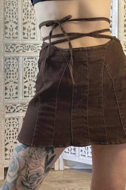 Y2K Fairy Grunge Lace Up Mini Skort - Retro 90s Style Y2K Summer Outfit