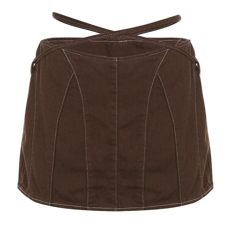 Y2K Fairy Grunge Lace Up Mini Skort - Retro 90s Style Y2K Summer Outfit
