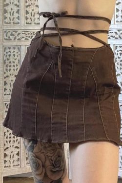 Y2K Fairy Grunge Lace Up Mini Skort - Retro 90s Style Y2K Summer Outfit