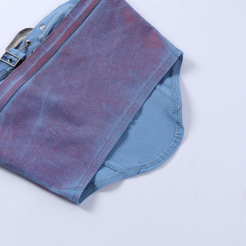 Y2K Fashion Belted Tube Top - Retro Style Grunge Outfit Essential