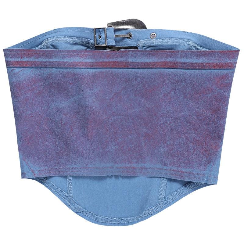 Y2K Fashion Belted Tube Top - Retro Style Grunge Outfit Essential