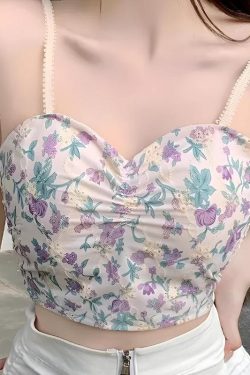 Y2K Floral Cottagecore Crop Top - Retro Style Summer Fashion
