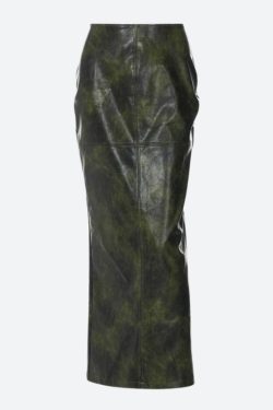 Y2K Grunge Baddie Leaf Lace Up Split Maxi Skirt - Retro 90s Fashion Statement