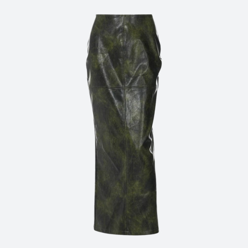 Y2K Grunge Baddie Leaf Lace Up Split Maxi Skirt - Retro 90s Fashion Statement