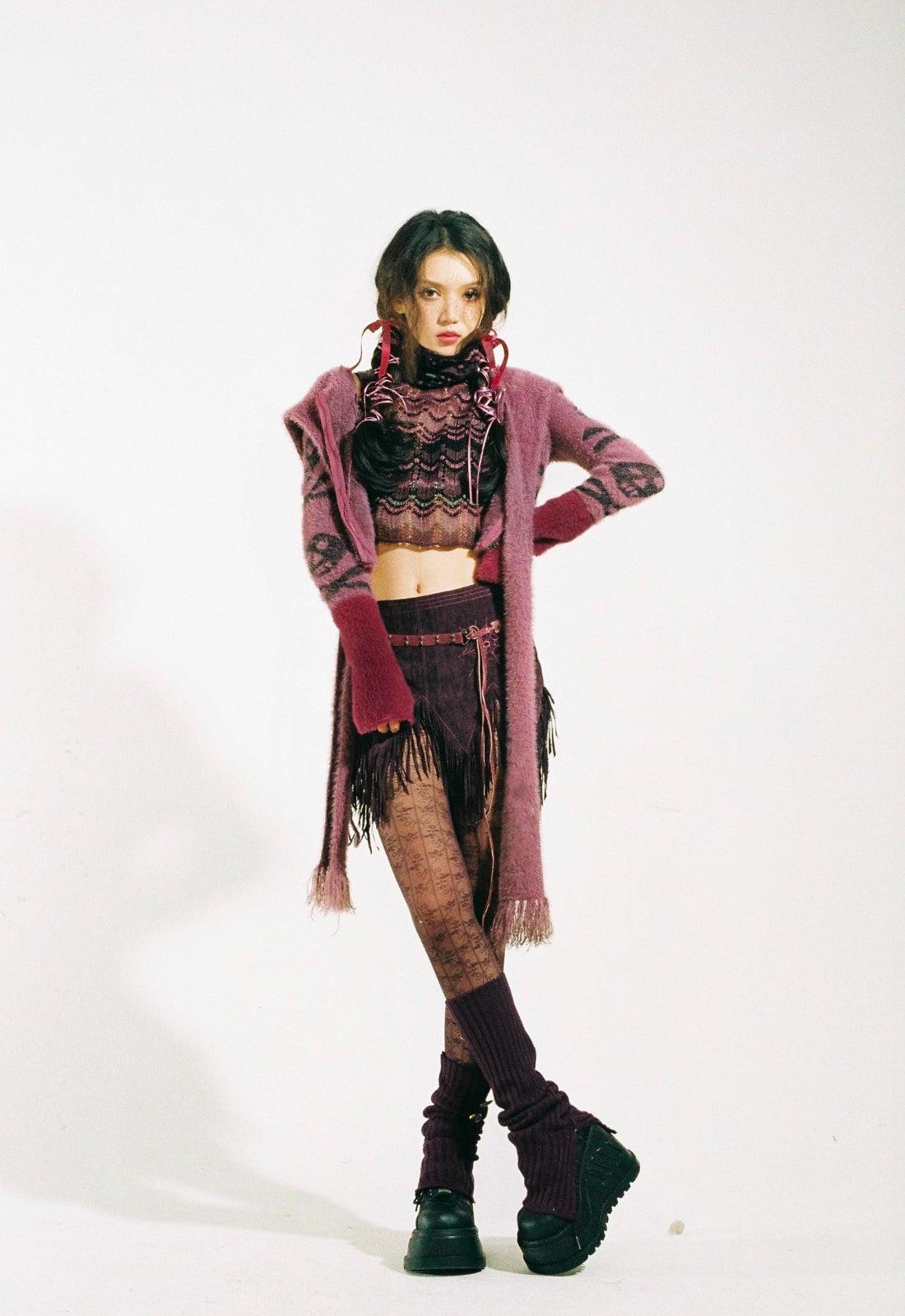 Y2K Grunge Gothic Skull Hooded Cardigan - Retro 90s Fashion Statement