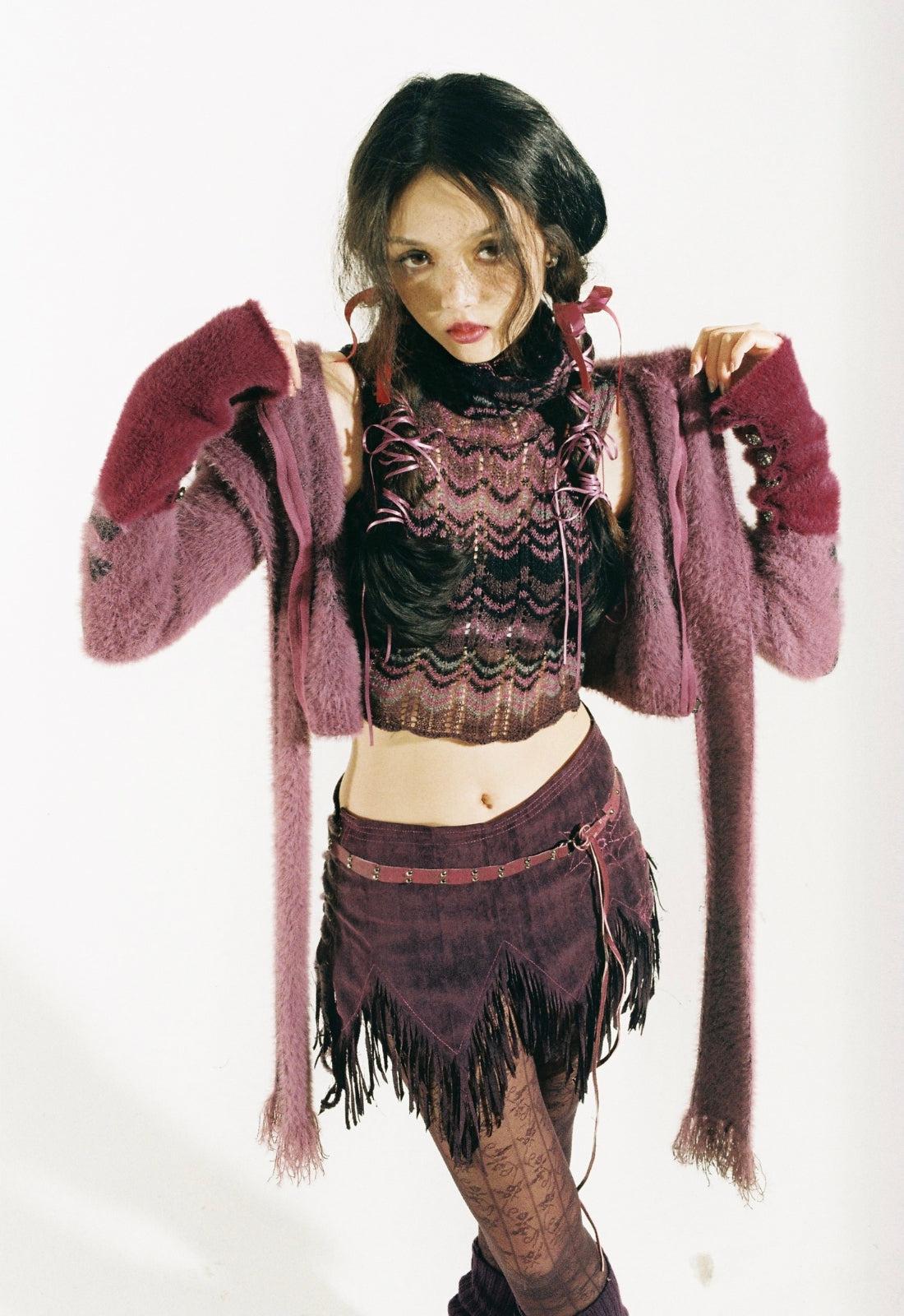 Y2K Grunge Gothic Skull Hooded Cardigan - Retro 90s Fashion Statement