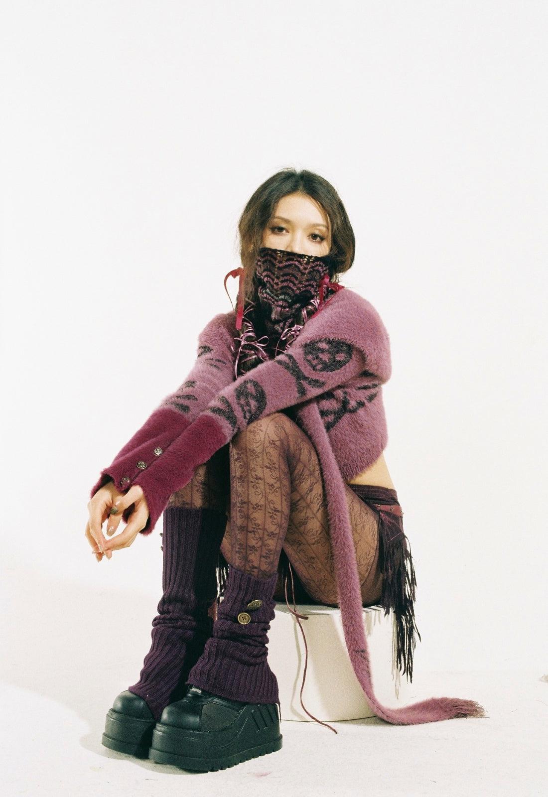 Y2K Grunge Gothic Skull Hooded Cardigan - Retro 90s Fashion Statement