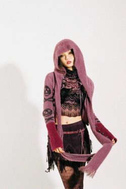 Y2K Grunge Gothic Skull Hooded Cardigan - Retro 90s Fashion Statement