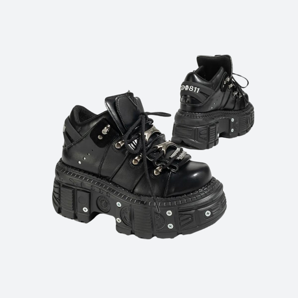 Y2K Grunge Lace Up Platform Sneakers - Retro 90s Style Y2K Shoes