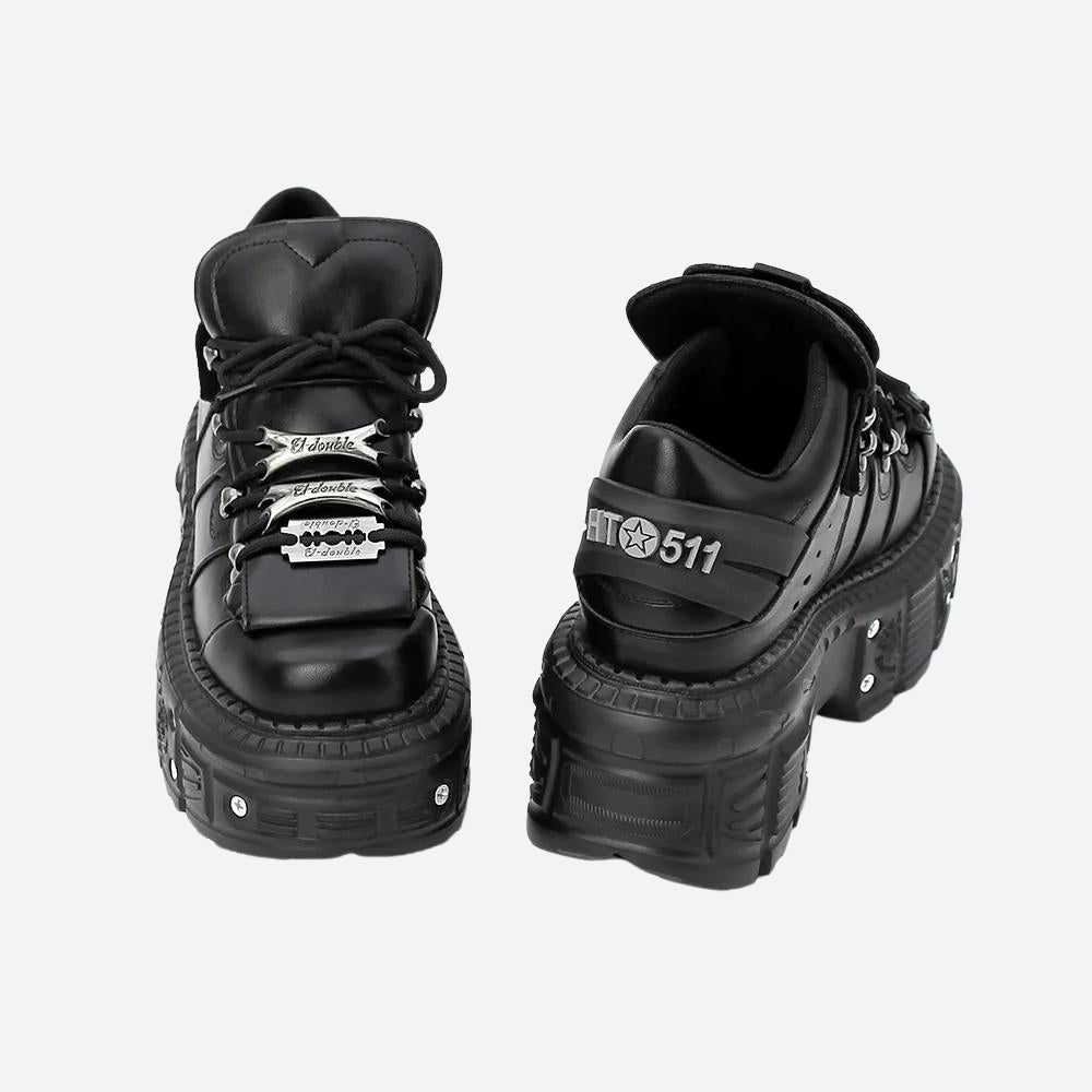 Y2K Grunge Lace Up Platform Sneakers - Retro 90s Style Y2K Shoes