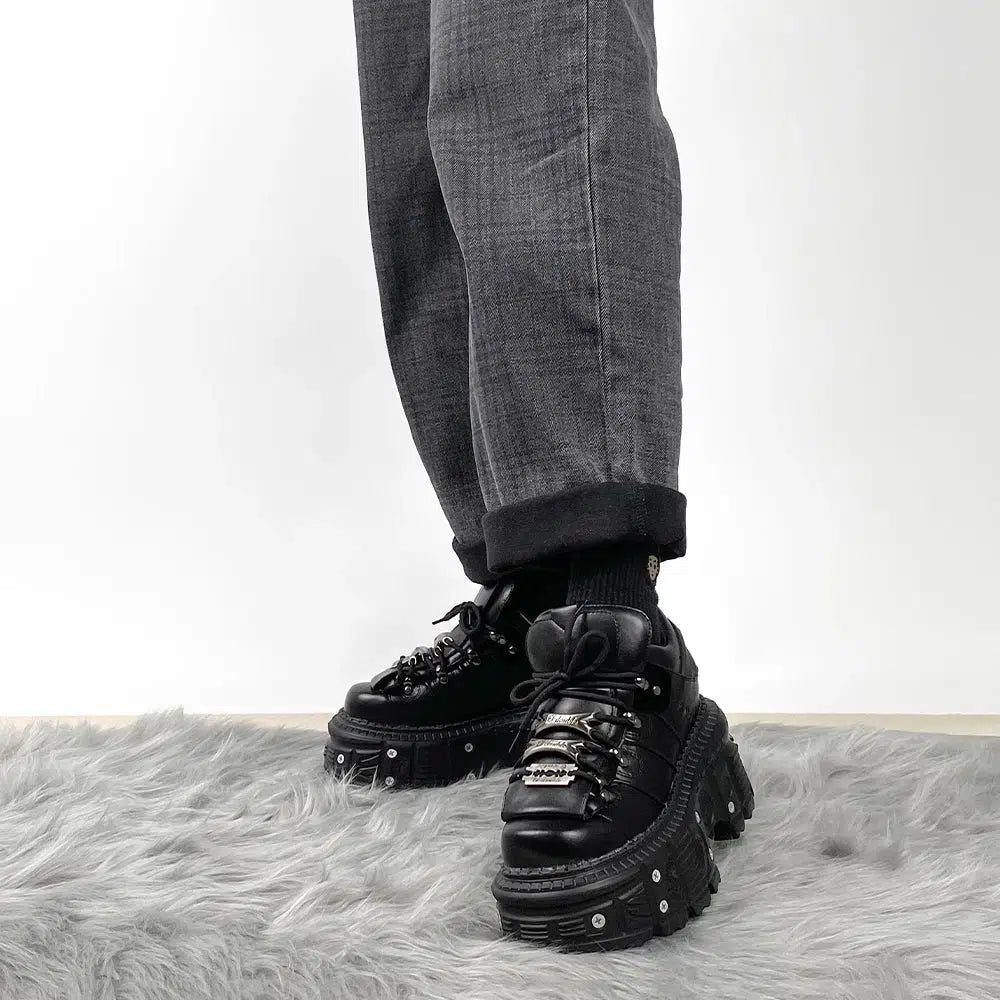Y2K Grunge Lace Up Platform Sneakers - Retro 90s Style Y2K Shoes