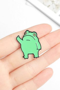 Y2K Grunge Middle Finger Frog Pins - Retro 90s Fashion Accessory