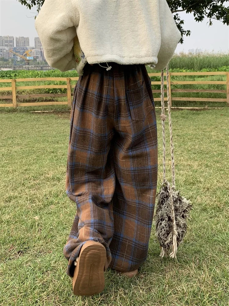 Y2K Grunge Oversized Plaid Sweatpants - Retro 90s Fashion Statement