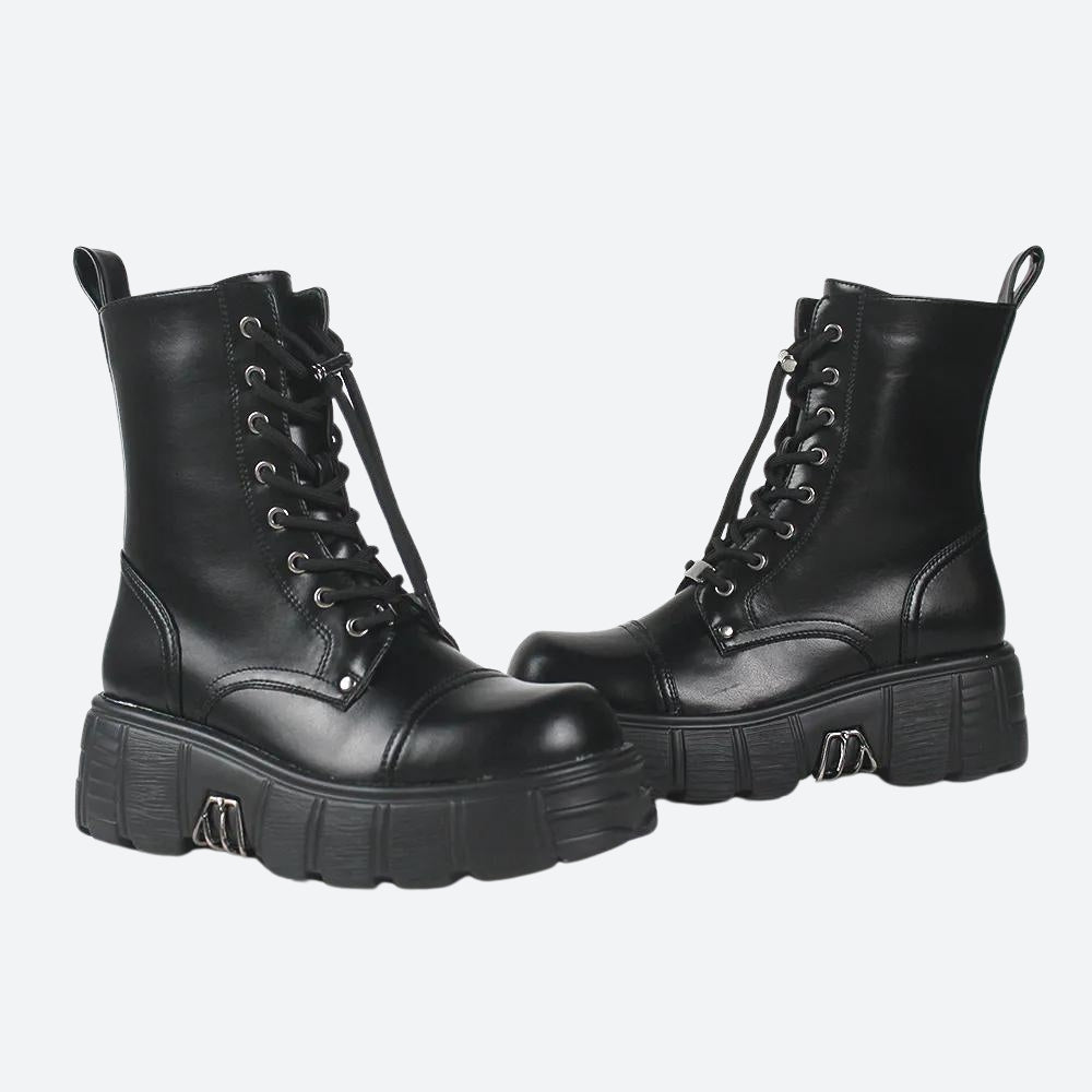 Y2K Grunge Zip-Up Platform Combat Boots - Retro 90s Style Y2K Shoes