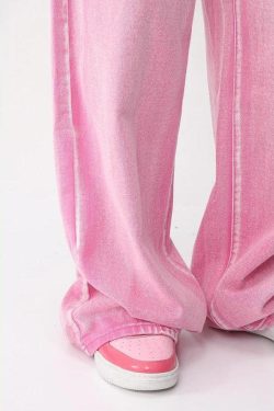 Y2K Pink Denim Jacket & Pants Two Piece Set - Retro Style 90s Fashion Outfit