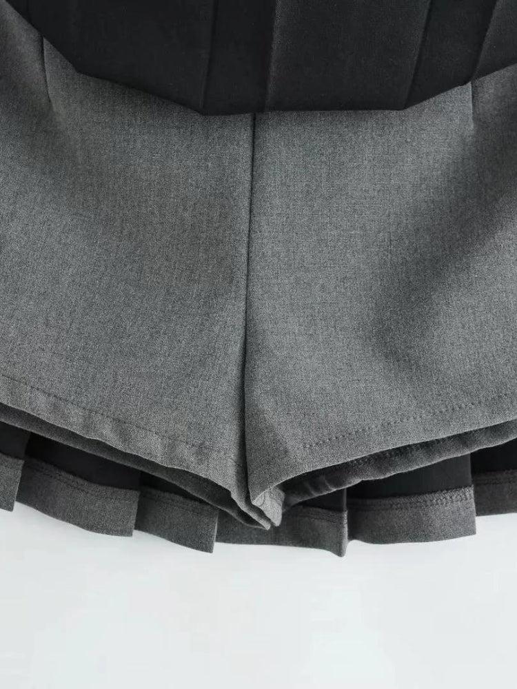 Y2K Pleated Mini School Skort - Retro 90s Fashion Grunge Outfit