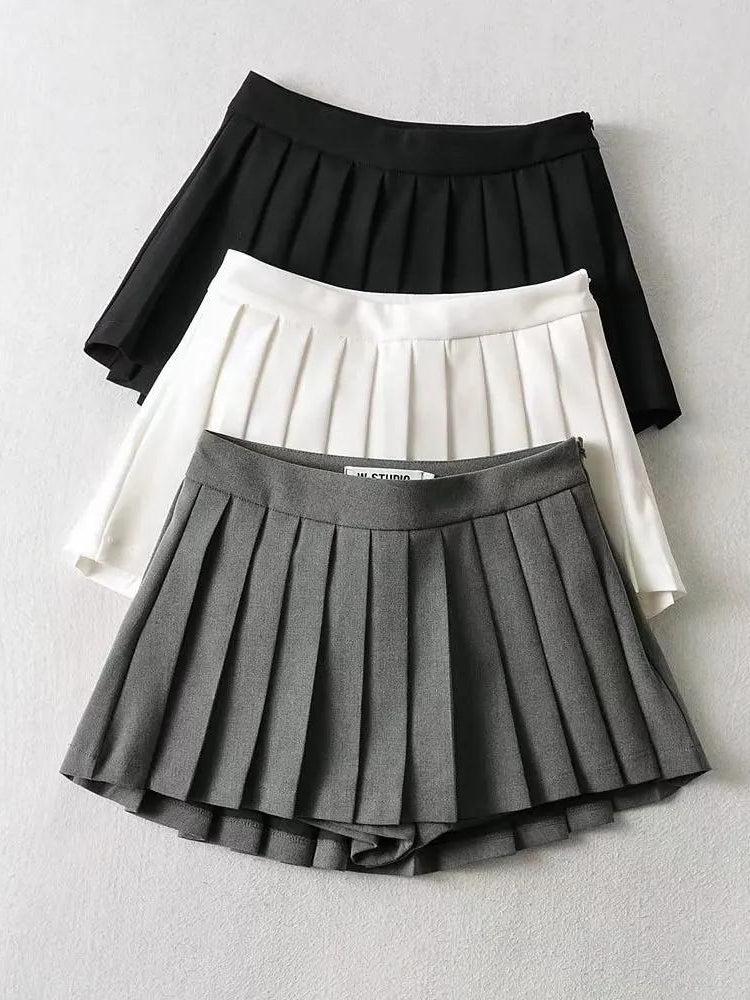 Y2K Pleated Mini School Skort - Retro 90s Fashion Grunge Outfit
