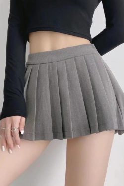 Y2K Pleated Mini School Skort - Retro 90s Fashion Grunge Outfit
