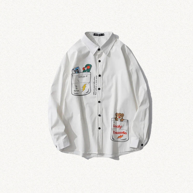 Y2K Retro Bear & Skateboard Graphic Shirt - Perfect for 90s and Grunge Outfits