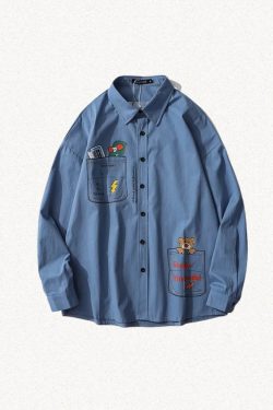 Y2K Retro Bear & Skateboard Graphic Shirt - Perfect for 90s and Grunge Outfits