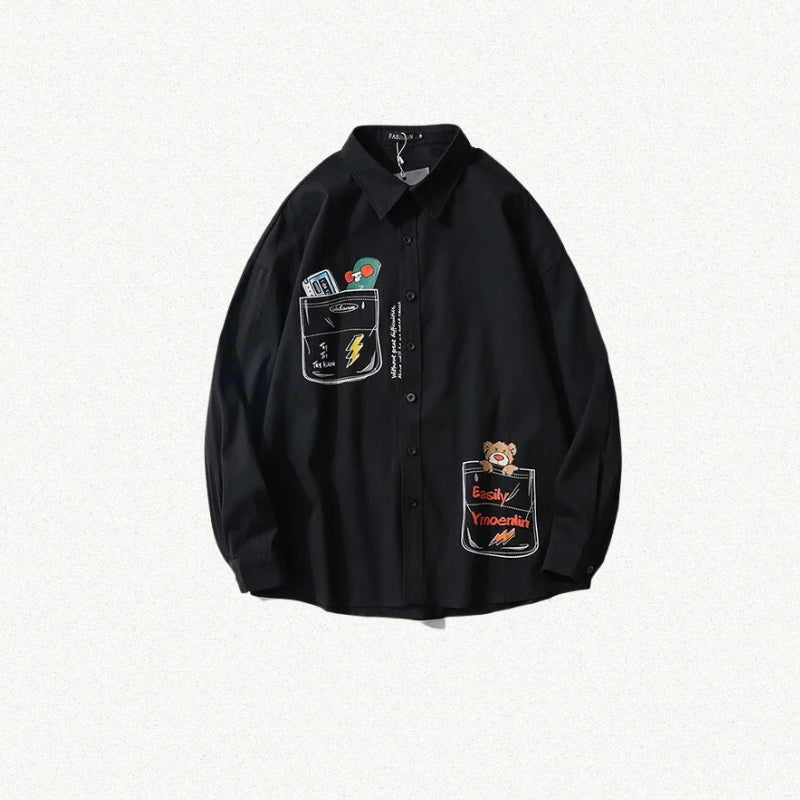 Y2K Retro Bear & Skateboard Graphic Shirt - Perfect for 90s and Grunge Outfits