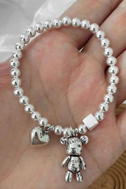 Y2K Retro Heart and Bear Charm Bracelet - Perfect for 90s and Y2K Fashionistas