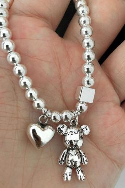 Y2K Retro Heart and Bear Charm Bracelet - Perfect for 90s and Y2K Fashionistas