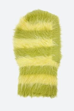Y2K Retro Indie Striped Fluffy Balaclava - Perfect for 90s and Grunge Outfits